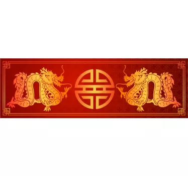 Sticker bed hoofdeinde chinese draak kunstwerk - TenStickers