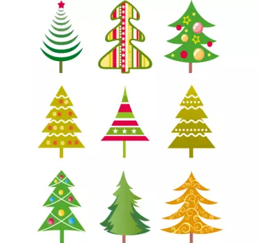 sticker collectie kerstbomen - TenStickers