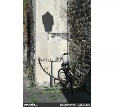 Sticker fotobehang fiets in steegje - TenStickers