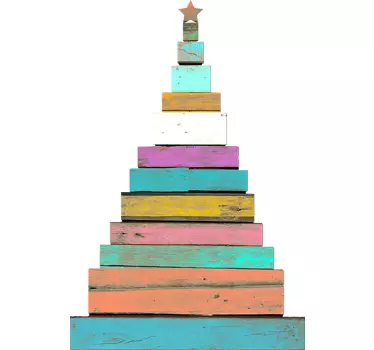 Sticker kerstboom houten planken - TenStickers