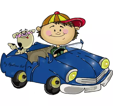 Sticker kind auto hond - TenStickers