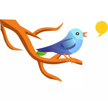 Vogel muursticker op tak zingend - TenStickers