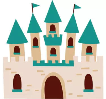 Sticker kinderen blauw sprookjes kasteel - TenStickers