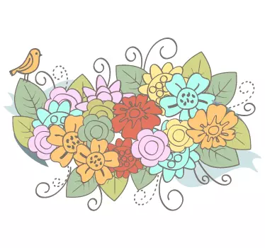 Sticker kleurrijke boeket bloemen - TenStickers