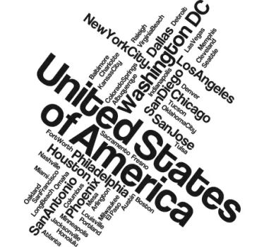 Sticker muur tekst VS steden USA - TenStickers