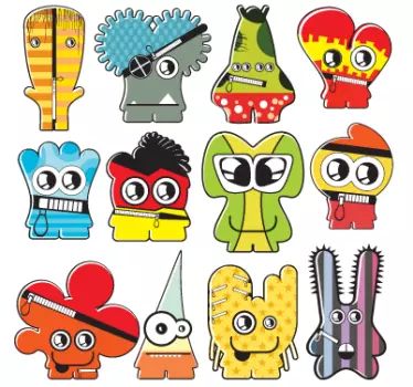 Sticker set grappige monsters - TenStickers