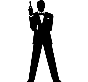 Muursticker woonkamer silhouette James Bond - TenStickers