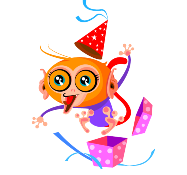 Sticker verrassing gekke feest aap met feestmuts - TenStickers