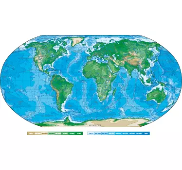 Muurstickers wereldkaart kinderkamer kleur atlas - TenStickers