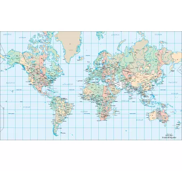 Sticker Wereldkaart tijdzones - TenStickers