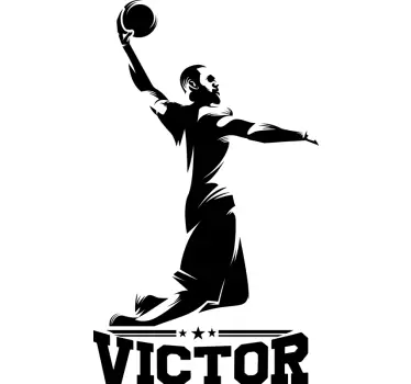 Basketbalspeler met naam muursticker - TenStickers