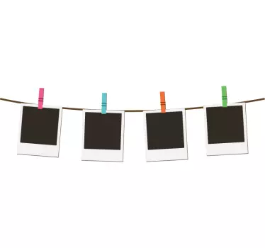 Ornament muursticker lijn met polaroids - TenStickers