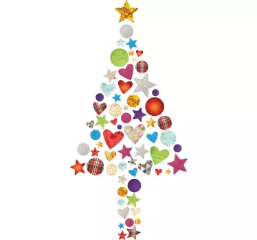 Vrolijke moderne kerstboom sticker - TenStickers