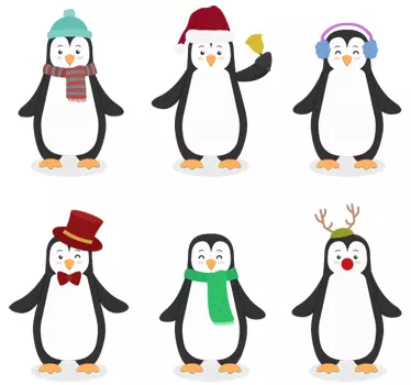 Winter kerst pingïuns sticker - TenStickers