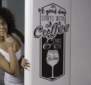 Muursticker keuken koffie & wijn - TenStickers