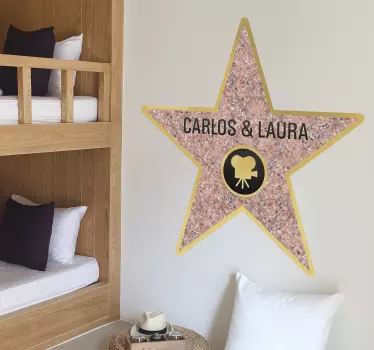 Muursticker kinderkamer Hollywood ster met naam - TenStickers