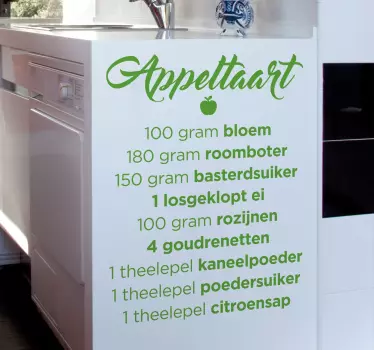 Tekst sticker keuken recept Appeltaart - TenStickers