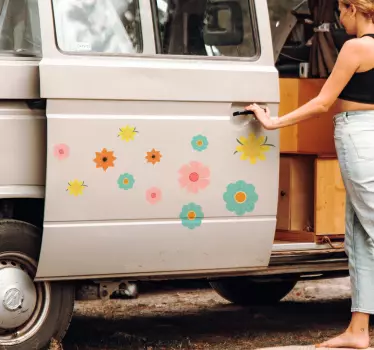 Camper sticker gekleurde bloemen - TenStickers