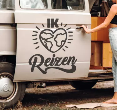 Ik hou van reizen camper sticker - TenStickers