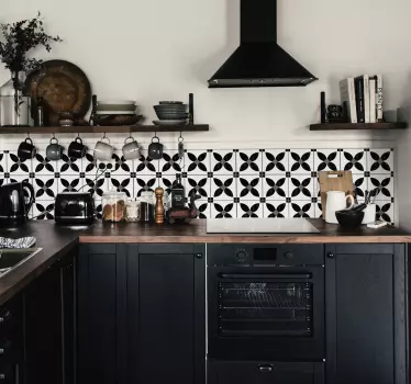 Tegelstickers keuken bistro zwart wit - TenStickers
