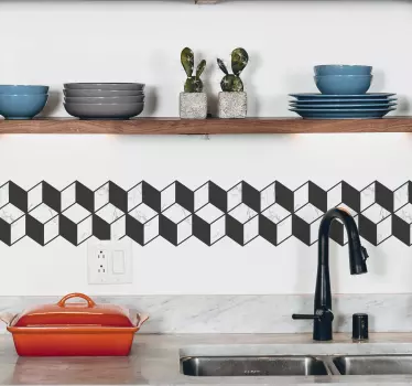 Zwart wit geometrische rand sticker - TenStickers