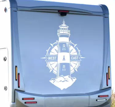 Muurstickers marine Vuurtoren en kompas camper - TenStickers