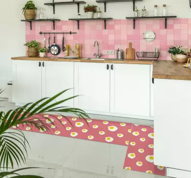 Roze vierkante tegels sticker randen decoratie voor keuken - TenStickers