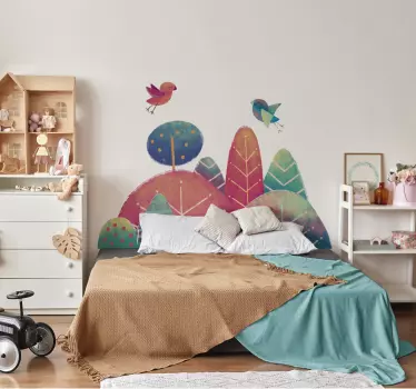 Vogels gekleurd landschap muursticker - TenStickers