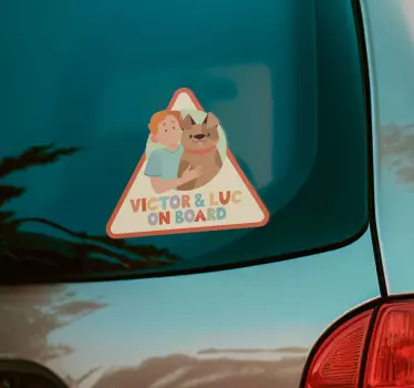 Kind en hond aan boord auto sticker - TenStickers