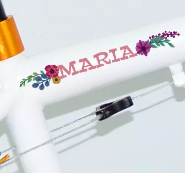 Fiets sticker naam bloemen - TenStickers