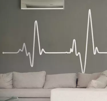 Sticker hartslagritme elektrocardiogram - TenStickers