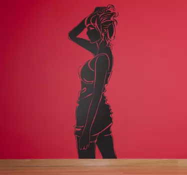 Muursticker van Vrouw met Opgestoken Haar - TenStickers