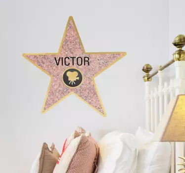 Muursticker kinderkamer Hollywood ster met naam - TenStickers