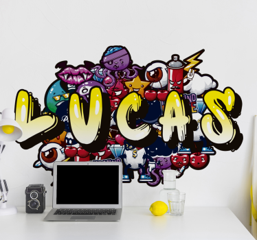 Naam muursticker graffiti kleurrijk - TenStickers