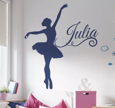 Silhoutte balletdanser met naam zelfklevende muursticker - TenStickers