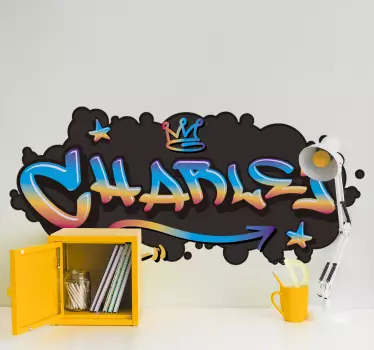 Graffiti naam concrete muursticker - TenStickers
