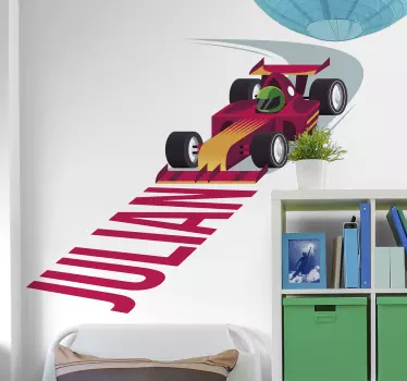 Auto sticker race met naam - TenStickers