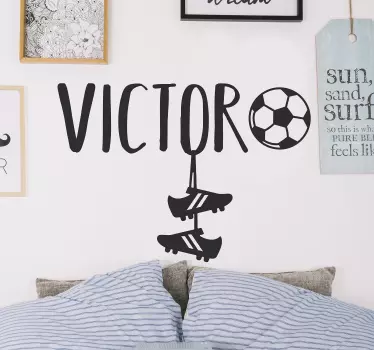 Muursticker kinderkamer voetbal naam - TenStickers