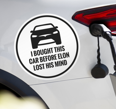 Tesla autosticker I bought this before Elon lost mind - TenStickers