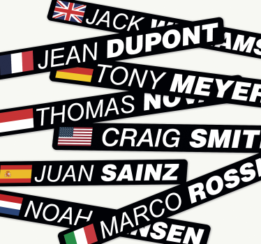 Racefiets met vlag en naam fiets sticker - TenStickers