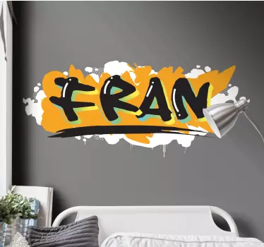 Oranje graffiti naam muursticker tienerkamer - TenStickers