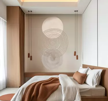 Abstracte ronde en lijnen slaapkamer muursticker - TenStickers
