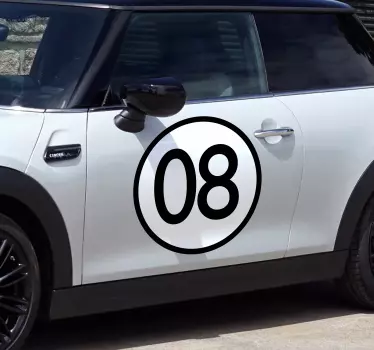 Afgerond getal auto sticker - TenStickers