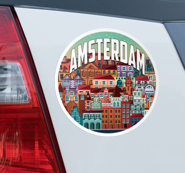 Amsterdamse huizen autosticker - TenStickers