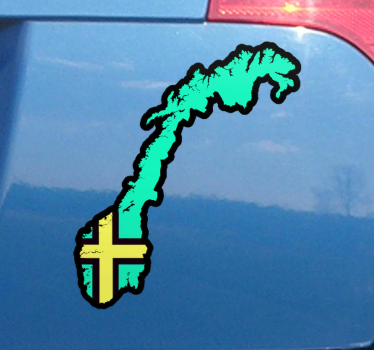 Auto bumper sticker blauwe kaart van noorwegen met vlag - TenStickers