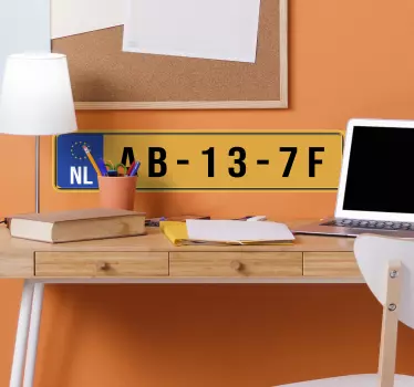Gepersonaliseerde nummer plaat muursticker - TenStickers