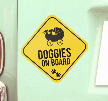 Baby aan boord sticker Hond in auto - TenStickers