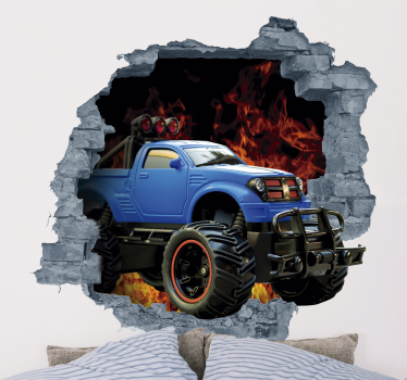 Muursticker kinderkamer auto in 3D - TenStickers
