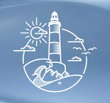 Camper sticker vuurtoren met zee - TenStickers