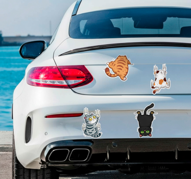 Autosticker 3d look plakkende kat - TenStickers
